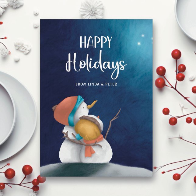 Cute Simple Snowmen Couple Christmas Holidays Holiday Card (Creator Uploaded)