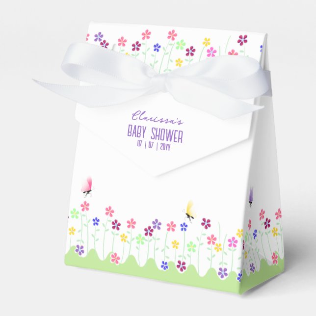 Cute Simple Spring Floral Baby Shower Favour Box (Front Side)