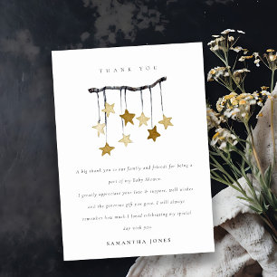 Cute Simple Star Mobile Neutral Yellow Baby Shower Thank You Card