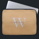 Cute Simple Tan Monogram Name & Initial Laptop Sleeve<br><div class="desc">A stylish monogram design on a simple light tan brown background.</div>
