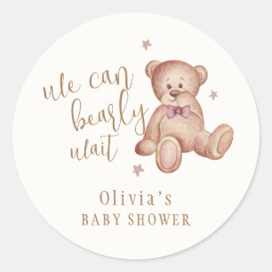 Cute Simple Teddy Bear Baby Shower Classic Round Sticker