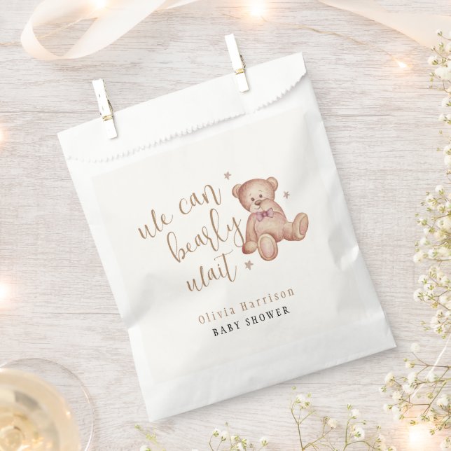 Cute Simple Teddy Bear Baby Shower  Favour Bag (Clipped)