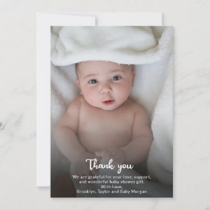 Cute Simple Thank You Custom Photo New Baby Shower Card