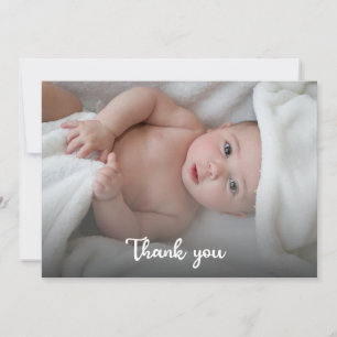 Cute Simple Thank You New Baby Shower Custom Photo Card