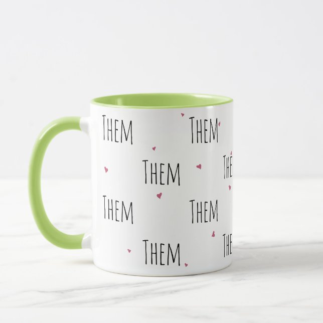 Cute Simple "Them" Text + Little Hearts | Love Mug (Left)