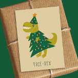 Cute Simple Tree Rex Dinosaur Christmas Kids Holiday Card<br><div class="desc">This cute, funny Christmas holiday card features a hand drawn T-Rex dinosaur, wearing a Christmas tree costume. Rugged typography reads, "Tree-Rex" at the bottom. Great on its own or for pairing with a gift for a special kid in your life - daughter, son, niece, nephew, grandchildren, grandson, granddaughter, etc. Great...</div>