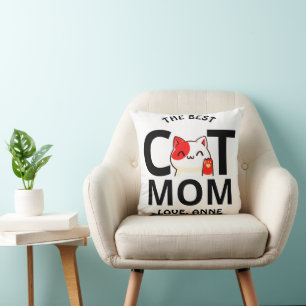 cute simple Valentine's day cat mum personalise Cushion