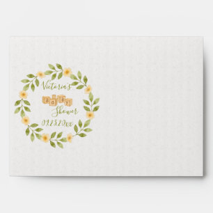 Cute Simple Watercolor Wreath Baby Shower Envelope