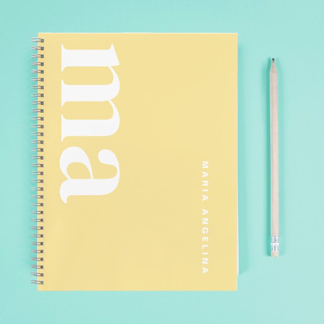 Cute Simple Yellow Monogram School Notebook (Creator Uploaded)