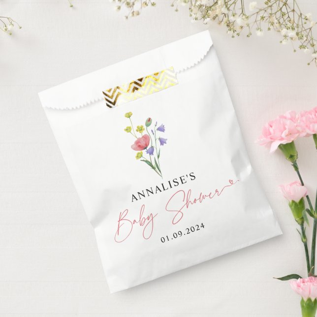 Cute Simples Watercolor Wildflower Baby Shower  Favour Bag (Sealed)