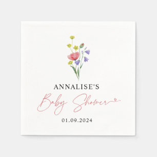 Cute Simples Watercolor Wildflower Baby Shower Napkin