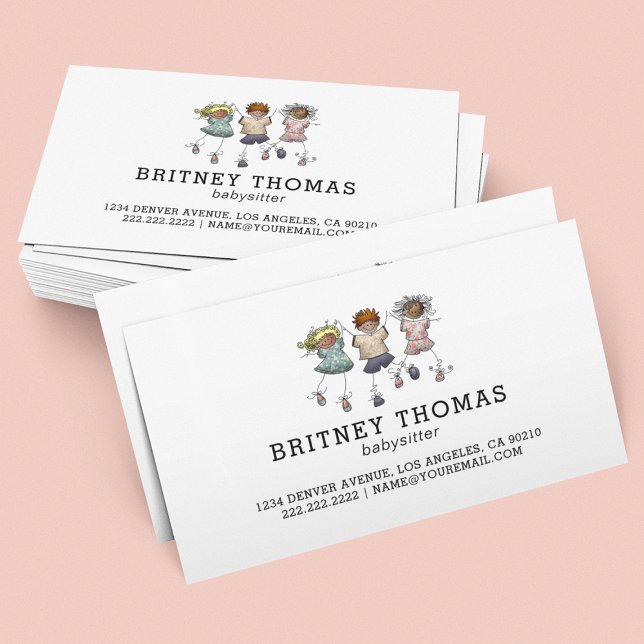 Cute Simplistic Babysitter Childcare Business Card (Creator Uploaded)