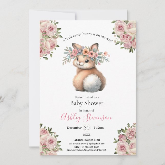 Cute simplistic Easter bunny Baby Shower Invitatio Invitation (Front)