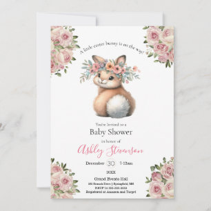 Cute simplistic Easter bunny Baby Shower Invitatio Invitation