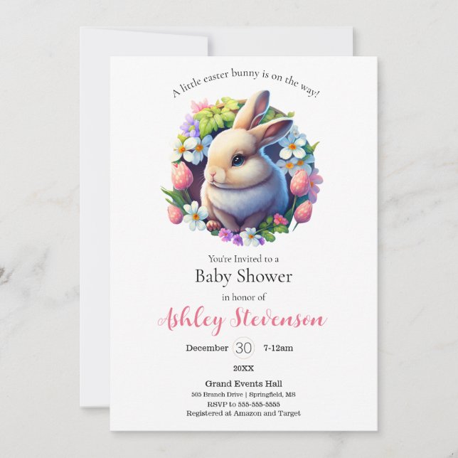 Cute simplistic Easter bunny Baby Shower Invitation (Front)
