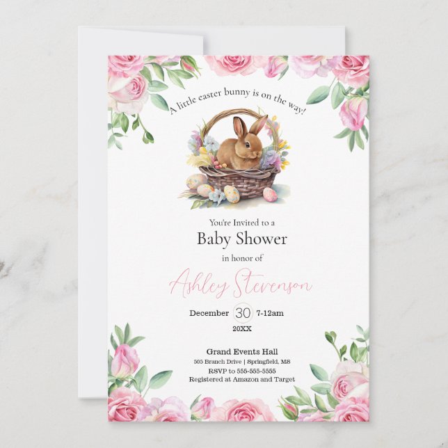Cute simplistic Easter bunny Baby Shower  Invitation (Front)