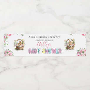 Cute simplistic Easter bunny Baby Shower Water Bottle Label