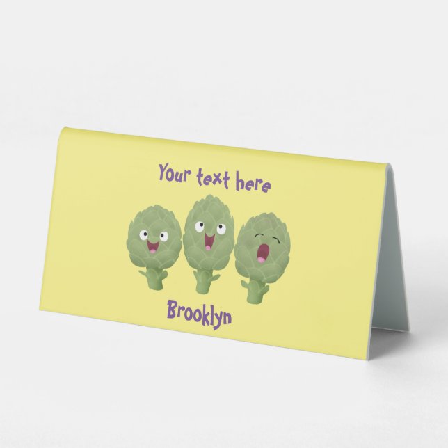 Cute singing artichokes vegetable cartoon (Front)