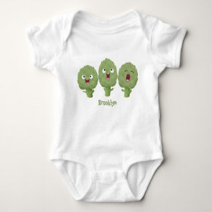 Cute singing artichokes vegetable cartoon baby bodysuit