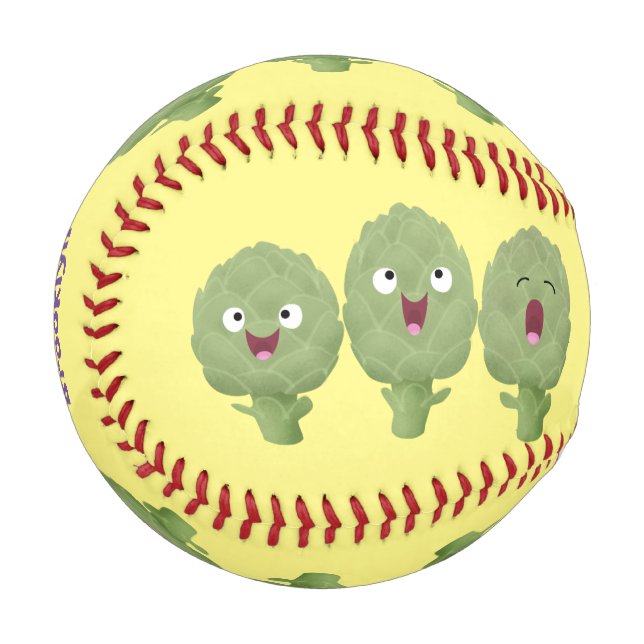 Cute singing artichokes vegetable cartoon baseball (Front Left)