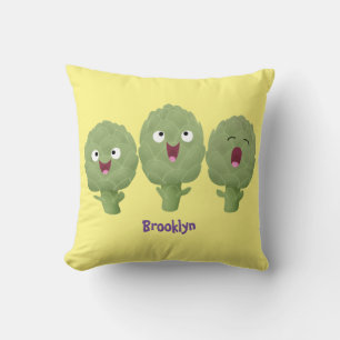 Cute singing artichokes vegetable cartoon cushion