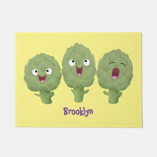 Cute singing artichokes vegetable cartoon doormat