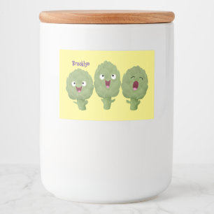 Cute singing artichokes vegetable cartoon food label
