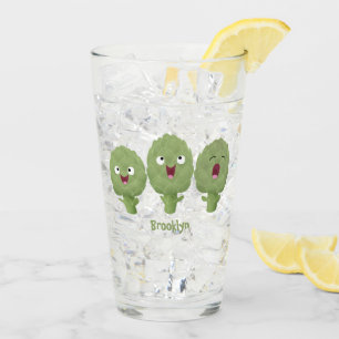 Cute singing artichokes vegetable cartoon glass