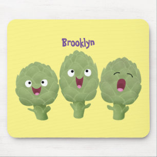 Cute singing artichokes vegetable cartoon mouse pad