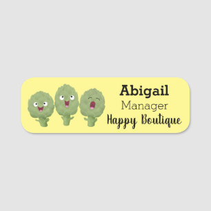 Cute singing artichokes vegetable cartoon name tag