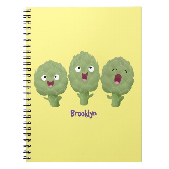 Cute singing artichokes vegetable cartoon notebook (Front)