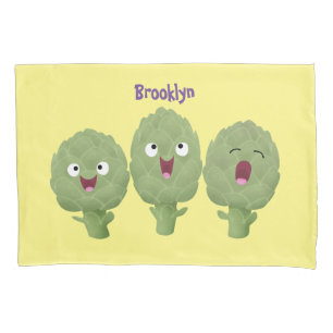 Cute singing artichokes vegetable cartoon pillowcase
