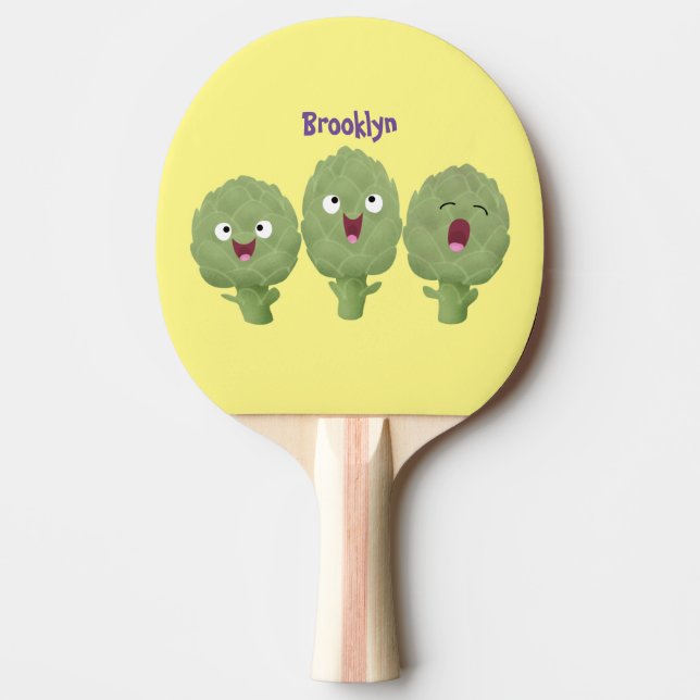 Cute singing artichokes vegetable cartoon ping pong paddle (Front)