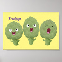 Cute singing artichokes vegetable cartoon
