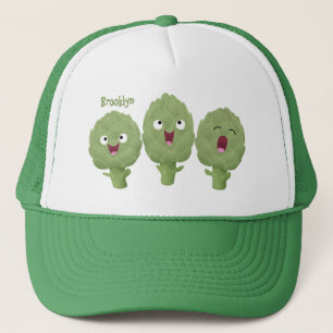 Cute singing artichokes vegetable cartoon trucker hat