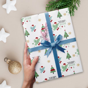 Cute Singing Bird, Green and Red Go Vegan Wrapping Paper