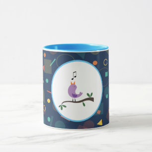 Cute Singing Bird Kids Pattern Illustration Mug