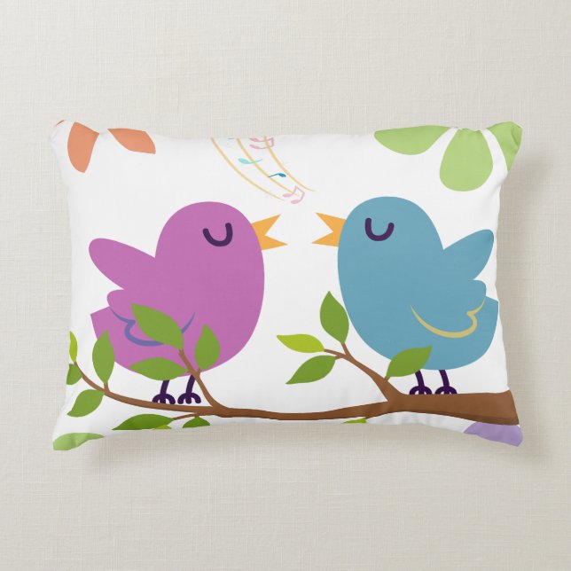 Cute Singing Birds Pillow Cover / Case (Front)