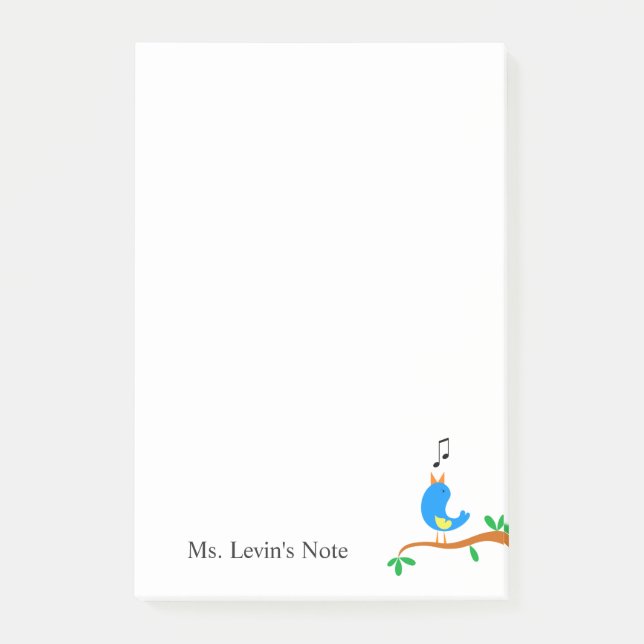 Cute Singing Blue Bird on Tree Branch Music Theme Post-it Notes (Front)