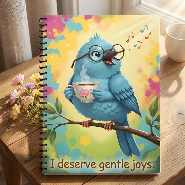 Cute Singing Blue Bird Spiral Photo Notebook   (Creator Uploaded)