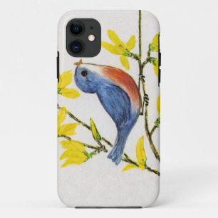 Cute Singing Blue Bird Tree Branch iPhone 11 Case