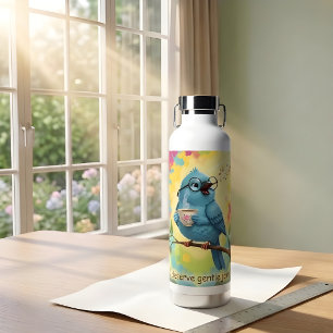 Cute Singing Blue Bird Water Bottle
