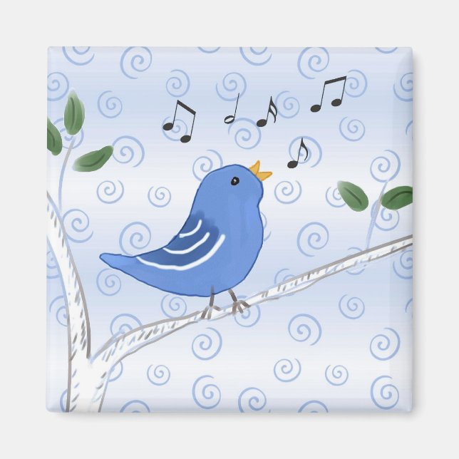 Cute Singing Bluebird Magnet (Front)
