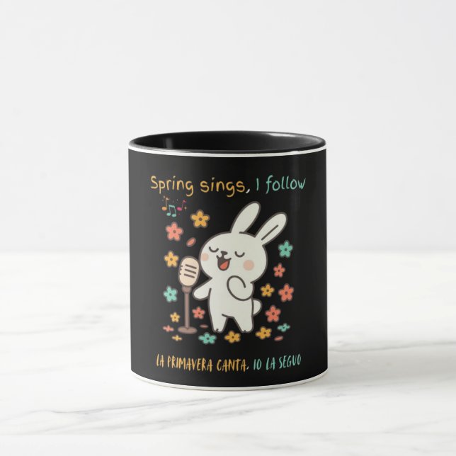 Cute Singing Bunny Spring Mug (Center)