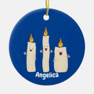 Cute singing candle trio cartoon ceramic ornament