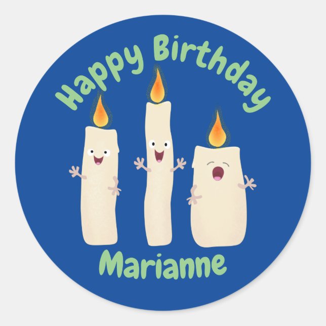 Cute singing candle trio cartoon classic round sti sticker (Front)