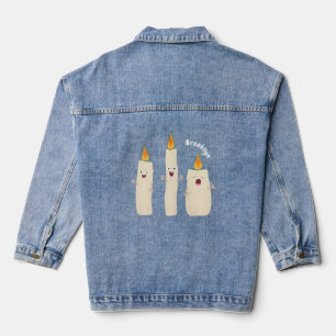 Cute singing candle trio cartoon denim jacket