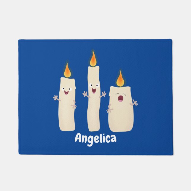 Cute singing candle trio cartoon doormat (Front)