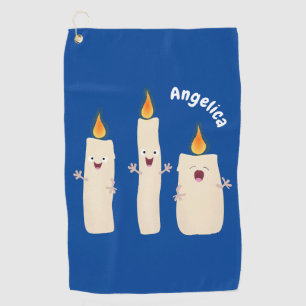 Cute singing candle trio cartoon golf towel