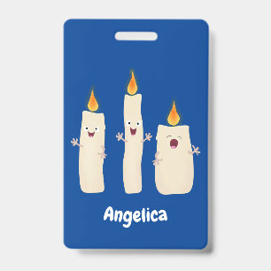 Cute singing candle trio cartoon ID badge